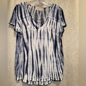 Knox Rose Navy and White Short Sleeve Top